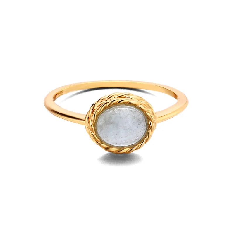 Bague Acquamarina o Labradorite "Charme Marino" Argento Dorato Oro