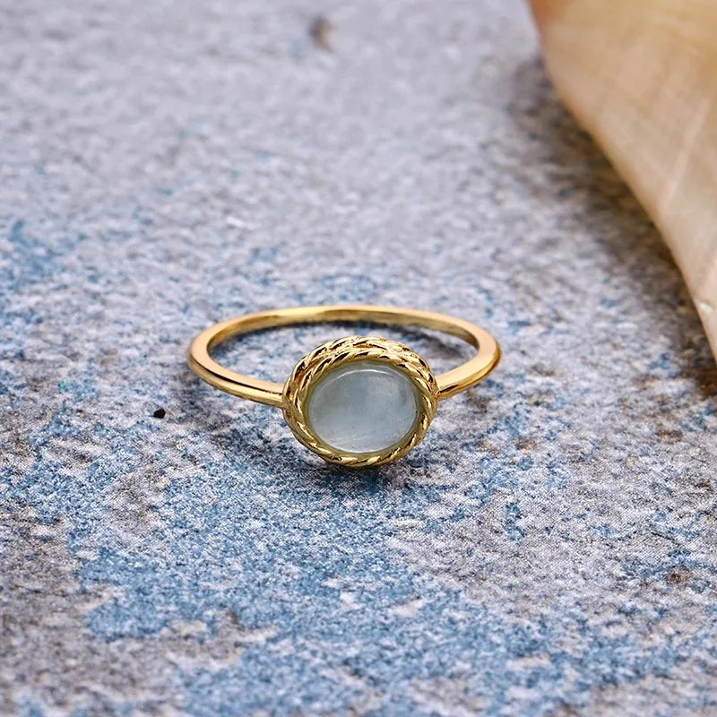 Bague Acquamarina o Labradorite "Charme Marino" Argento Dorato Oro