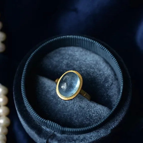 Aquamarine Ring – Quiet Brilliance, Gold Plated Silver