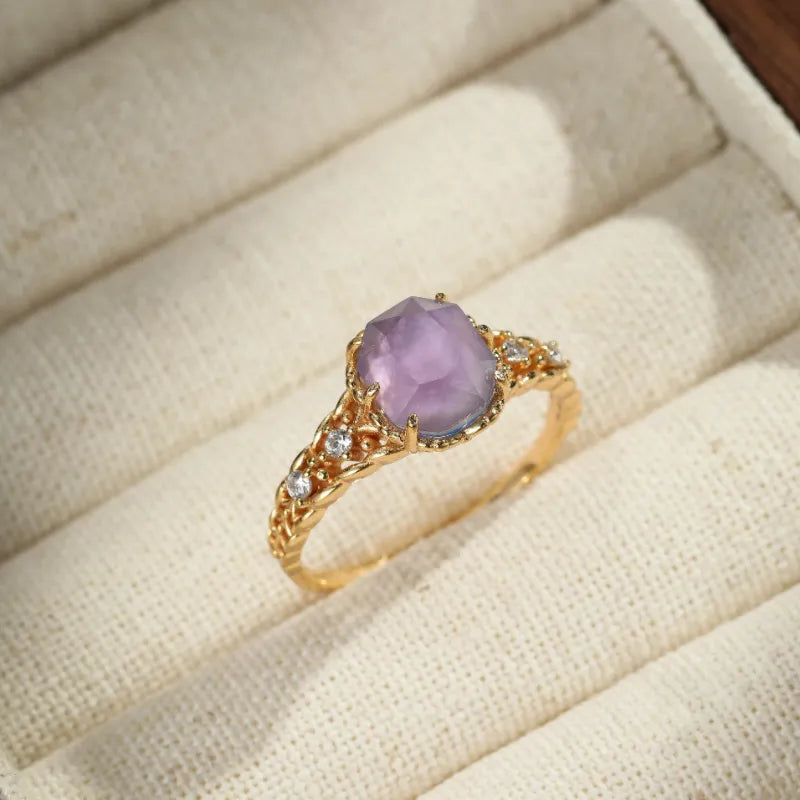 Amethyst Ring "Lilac Mist" Silver Gold Plated