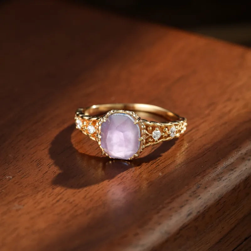 Amethyst Ring "Lilac Mist" Gold Plated Silver