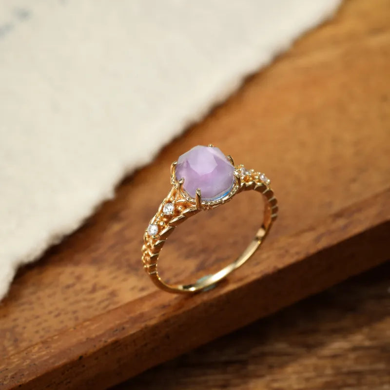 Amethyst Ring "Lilac Mist" Gold Plated Silver