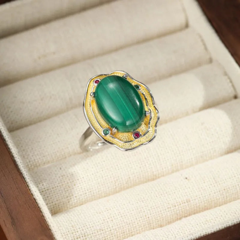 Anello Ametista Malachite "Tesoro Maestoso" Argento