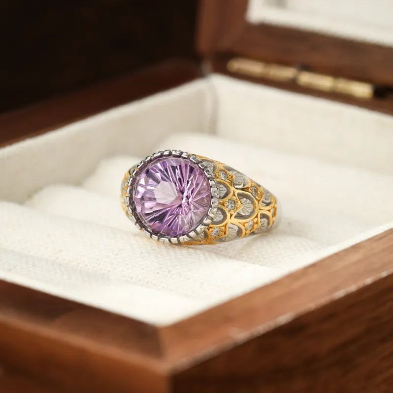 Amethyst Ring "Royal Odyssey" Gold Plated Silver