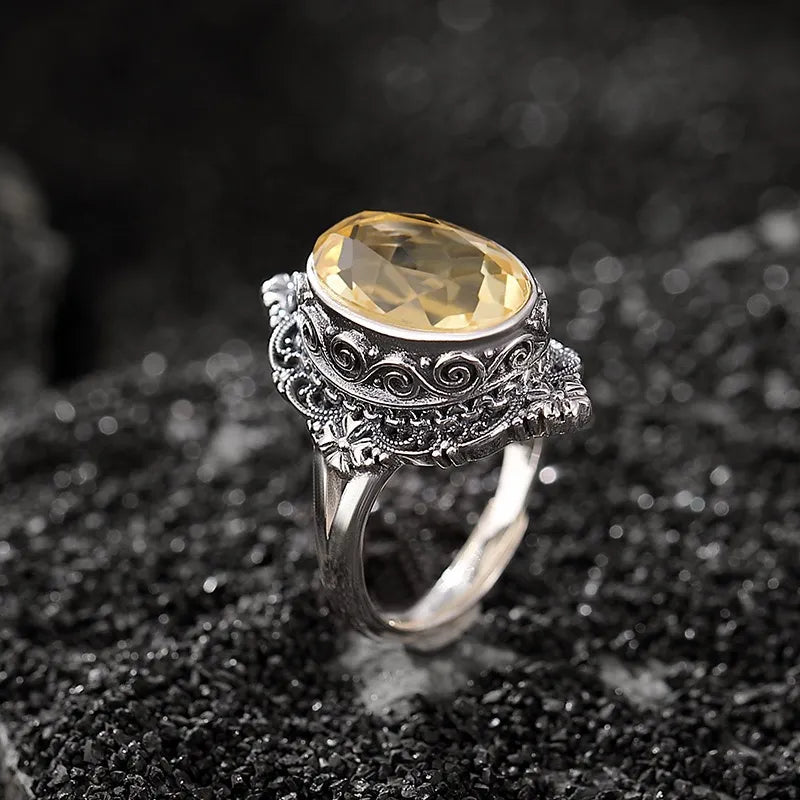 Bague Améthyste ou Citrine "Splendeur d'Antan" Argent