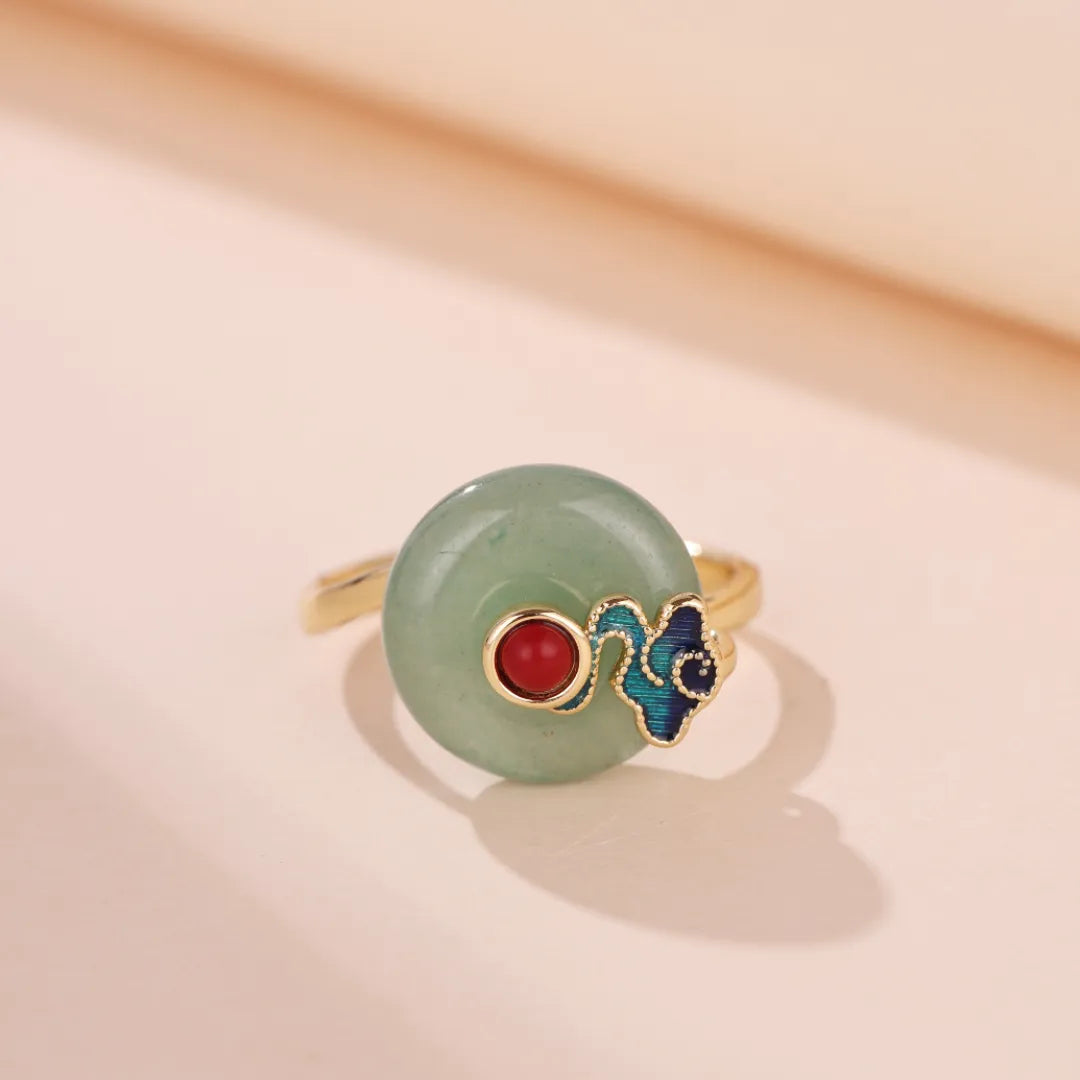 Aventurine Ring "Cloud Dream" Gold