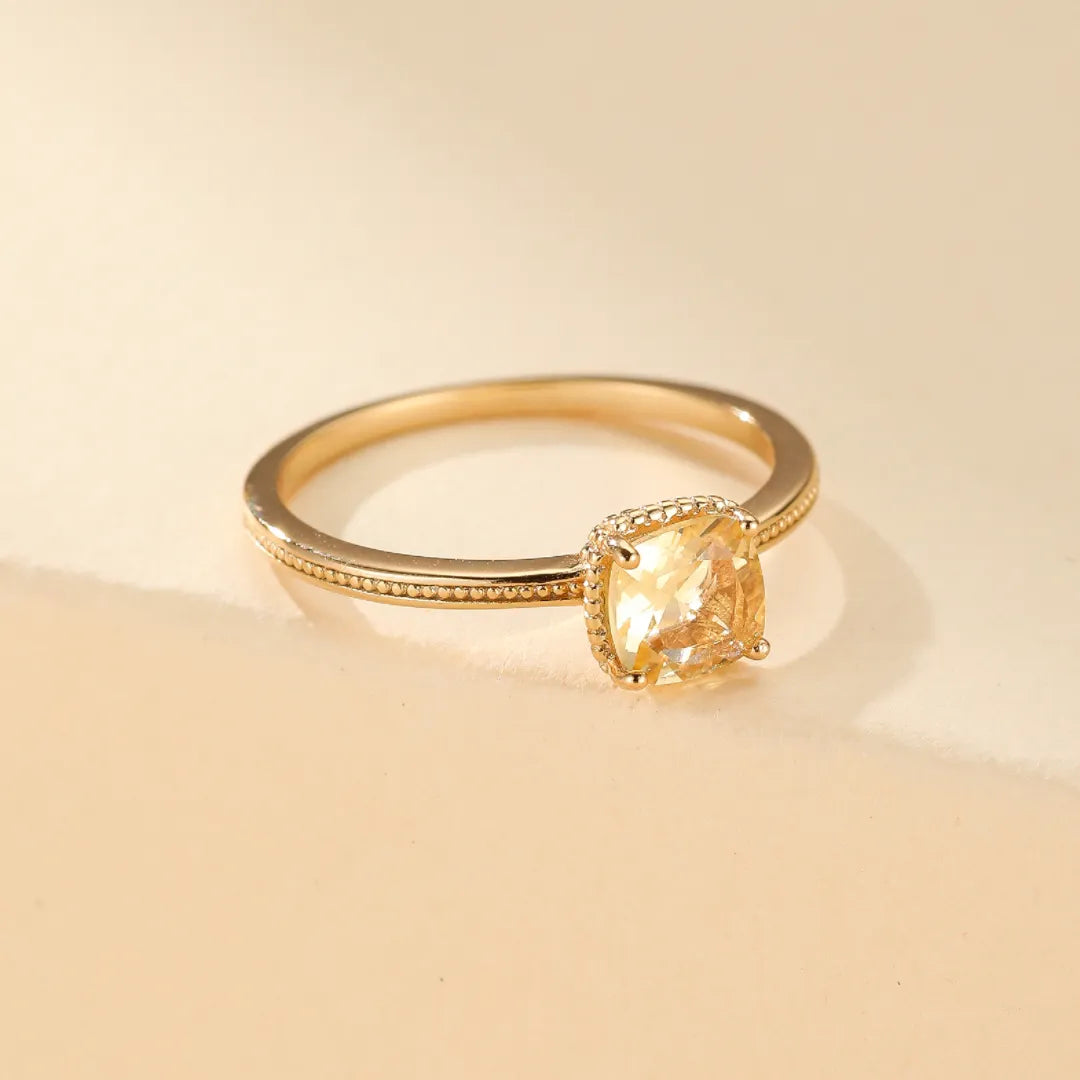 Citrine Ring "Luminous Stone" Gold-Plated Silver