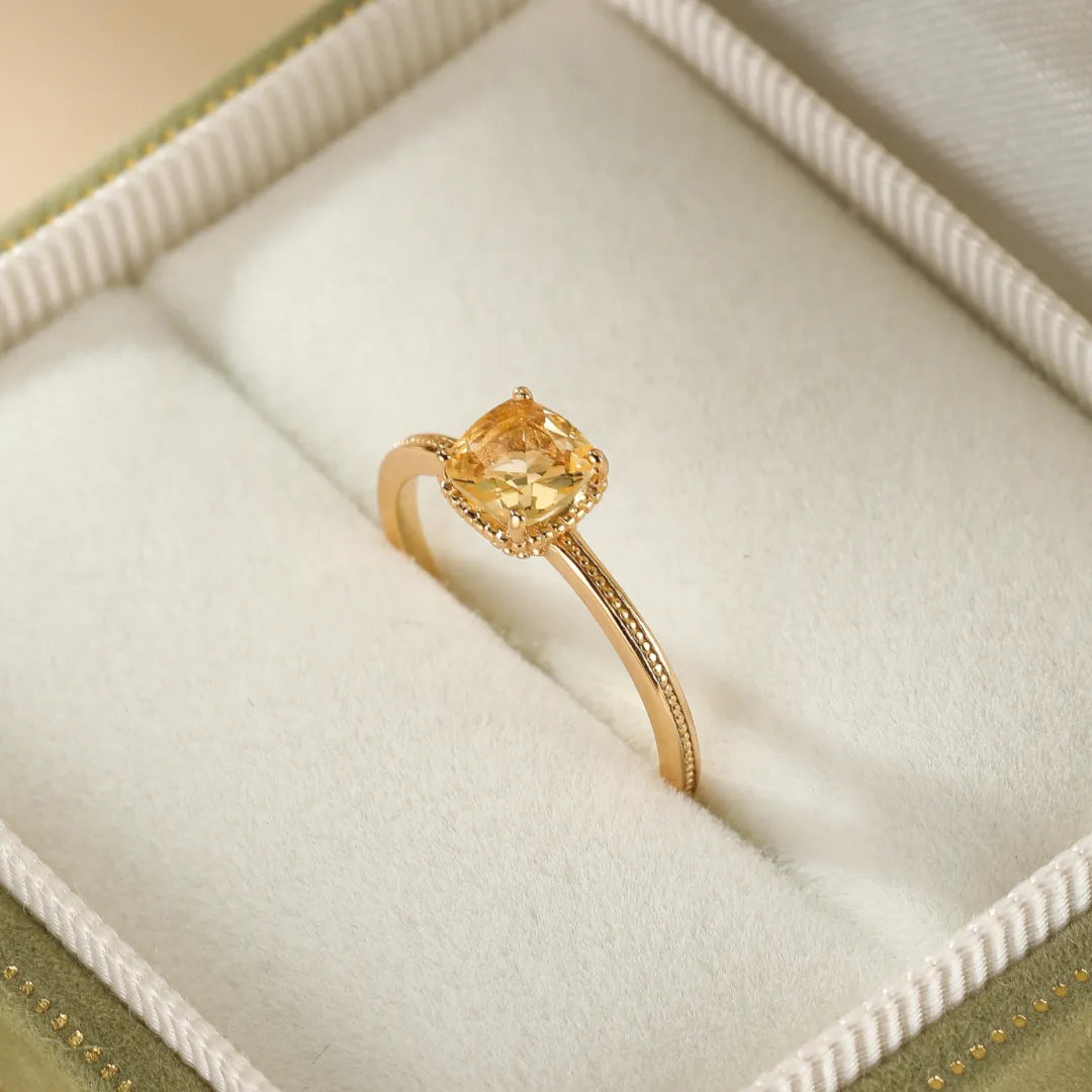 Citrine Ring "Luminous Stone" Gold-Plated Silver