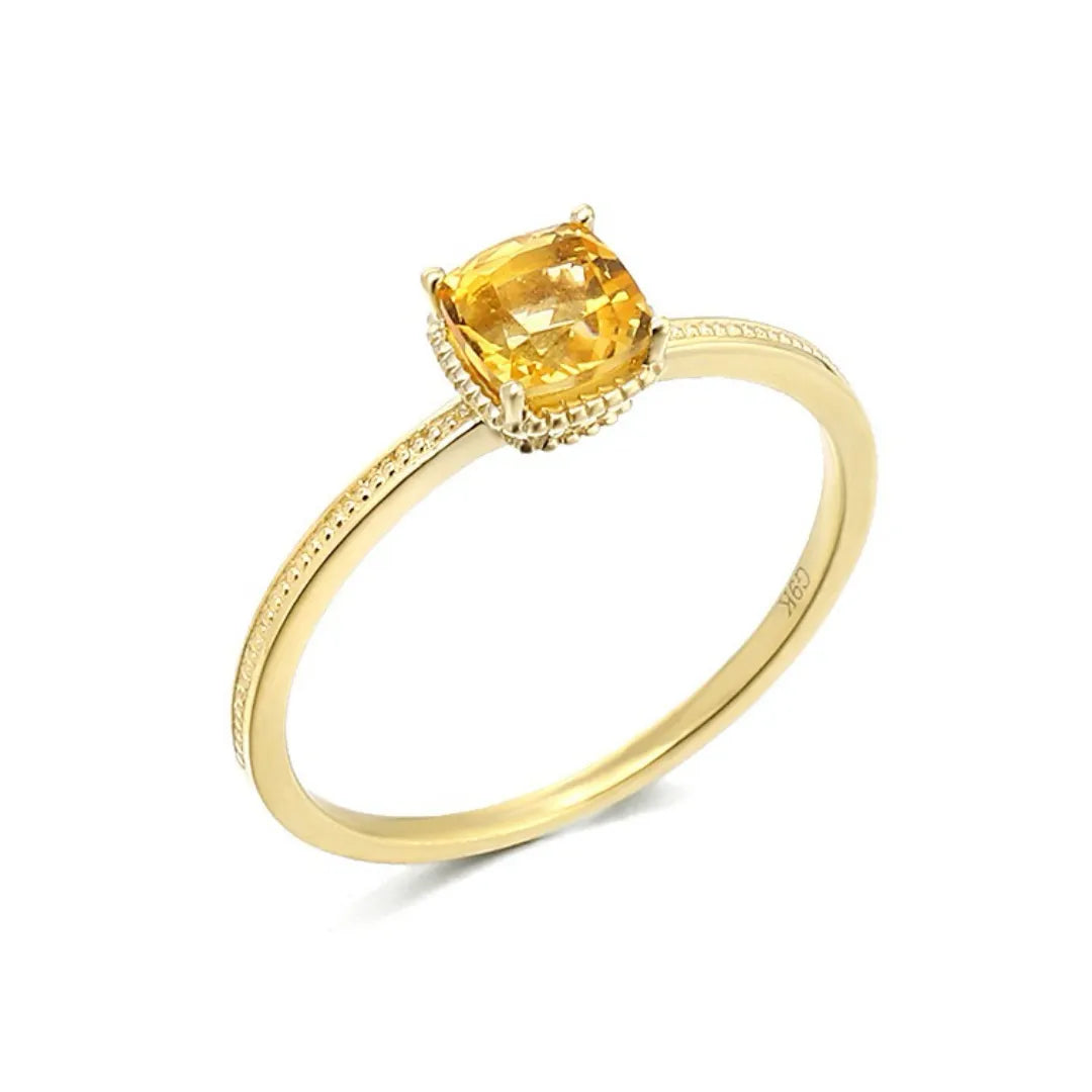 Citrine Ring "Luminous Stone" Gold-Plated Silver