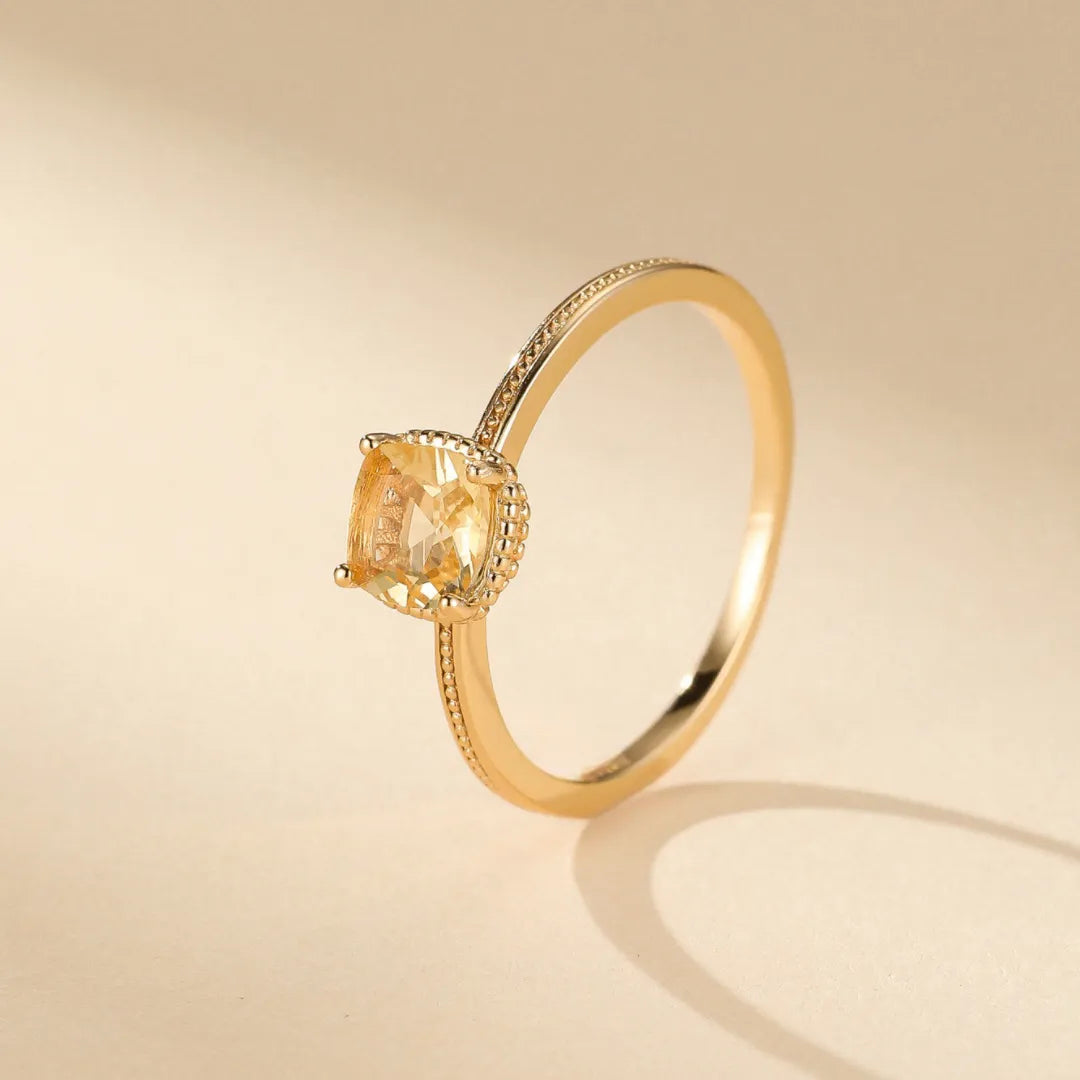 Citrine Ring "Luminous Stone" Gold-Plated Silver