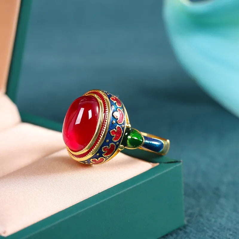 Karneol Ring – Pracht, Vergoldetes Silber