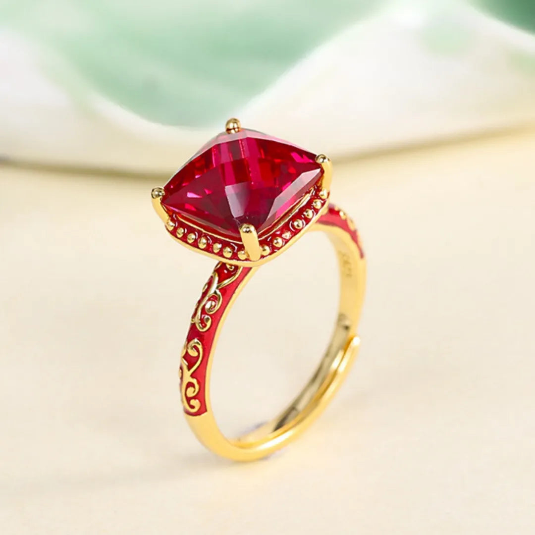 Carnelian Ring "Bold Beauty" Gold-Plated Silver
