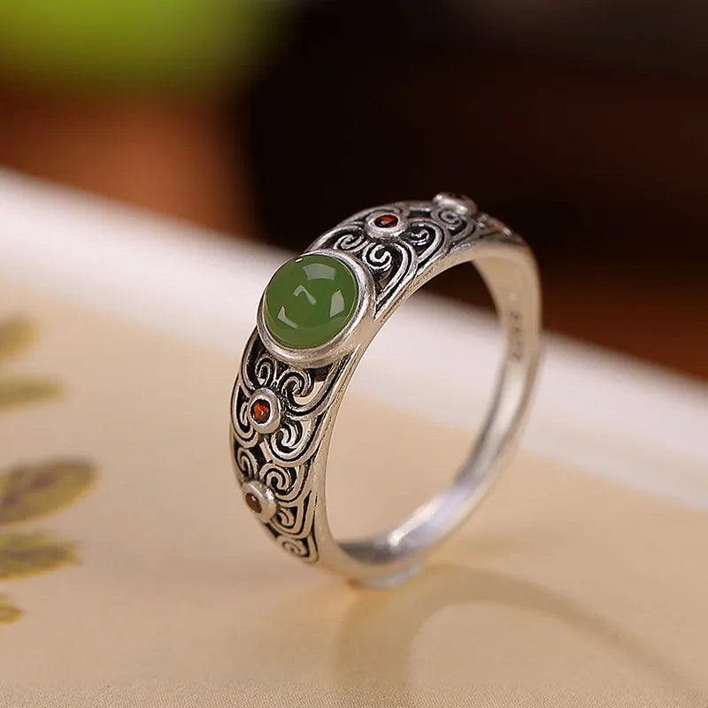 Jade Ring "Imperial Dream" Silver