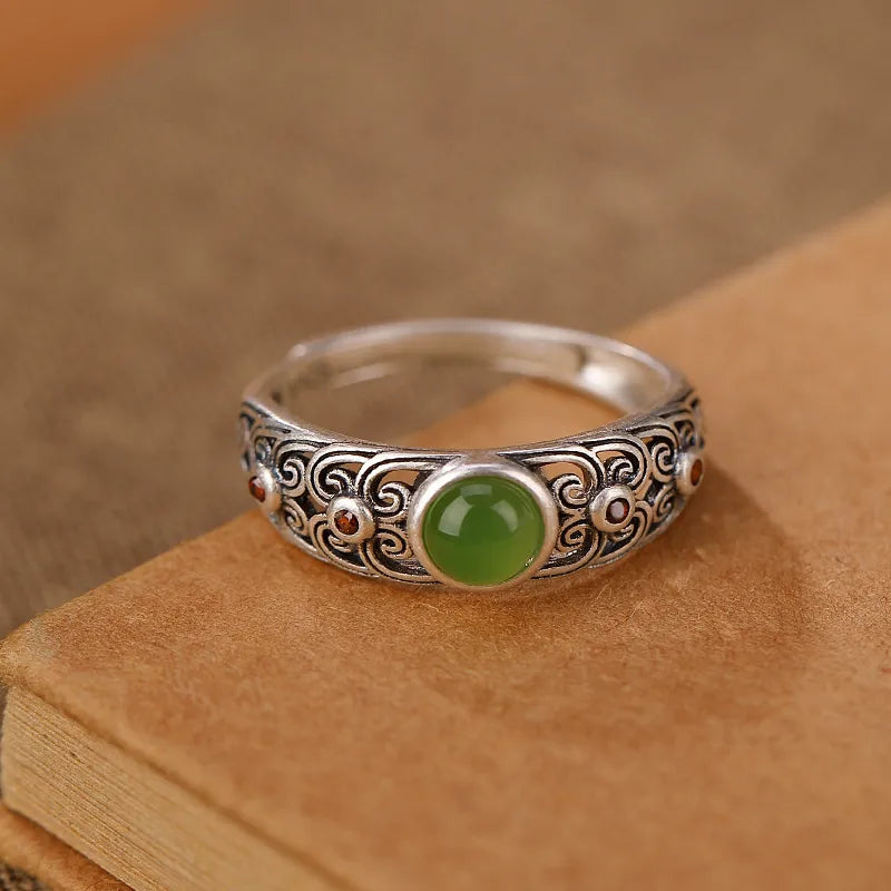 Jade Ring "Imperial Dream" Silver