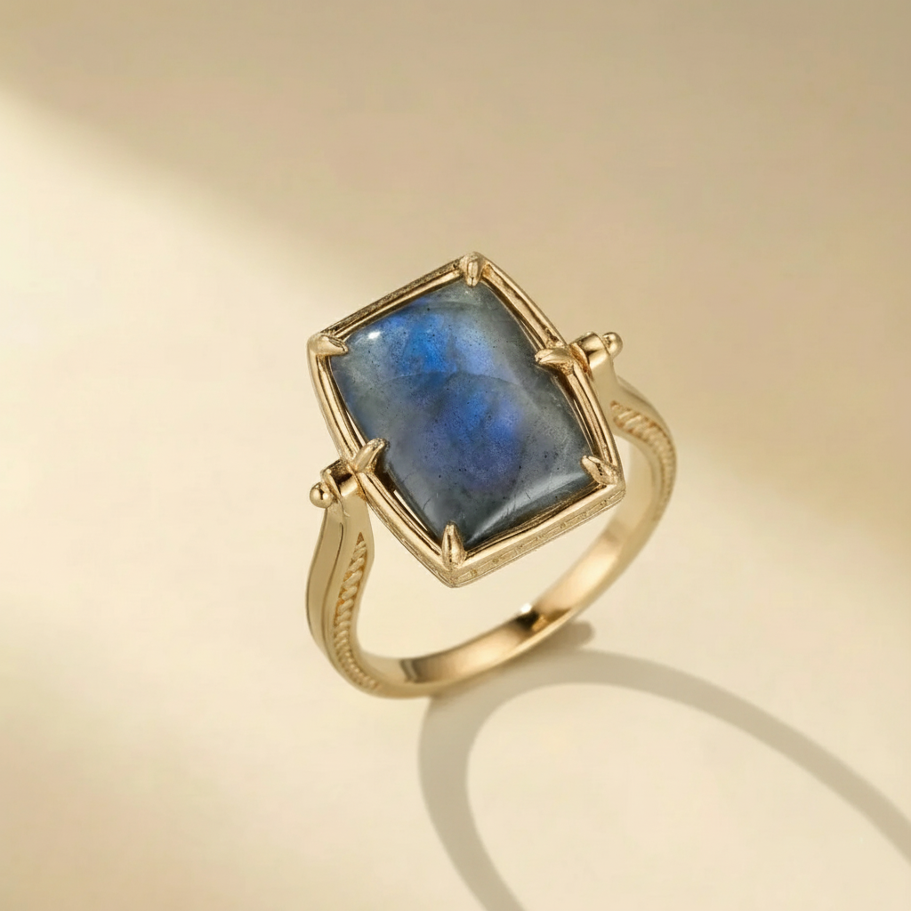 Labradorite Ring "Mysterious Sparkle" Gold-Plated Silver