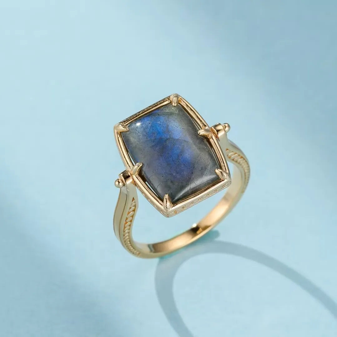 Labradorite Ring "Mysterious Sparkle" Gold-Plated Silver