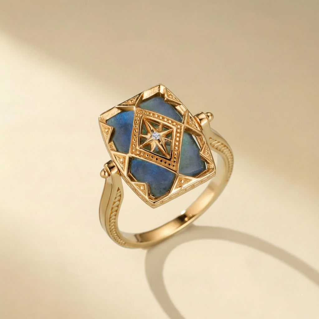 Labradorite Ring "Mysterious Sparkle" Gold-Plated Silver