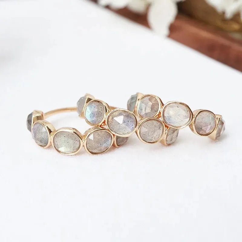 Labradorite Trio Ring – Golden Calm, Silver Plated Gold