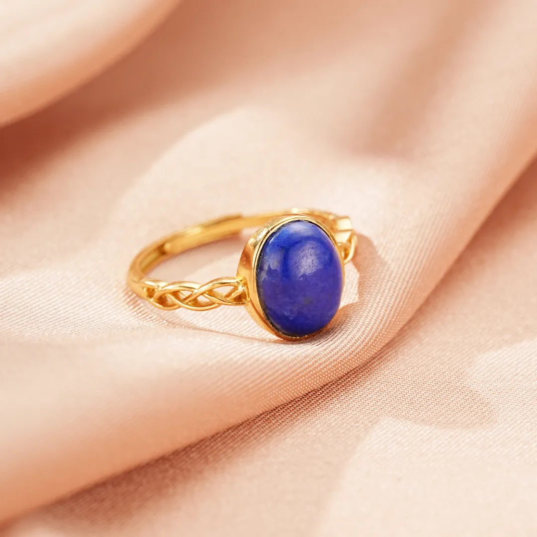 Lapis Lazuli Ring "Discreet Elegance" Gold-Plated 18K Gold Silver