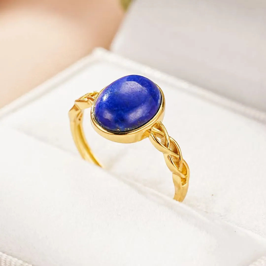 Lapis Lazuli Ring "Discreet Elegance" Gold-Plated 18K Gold Silver