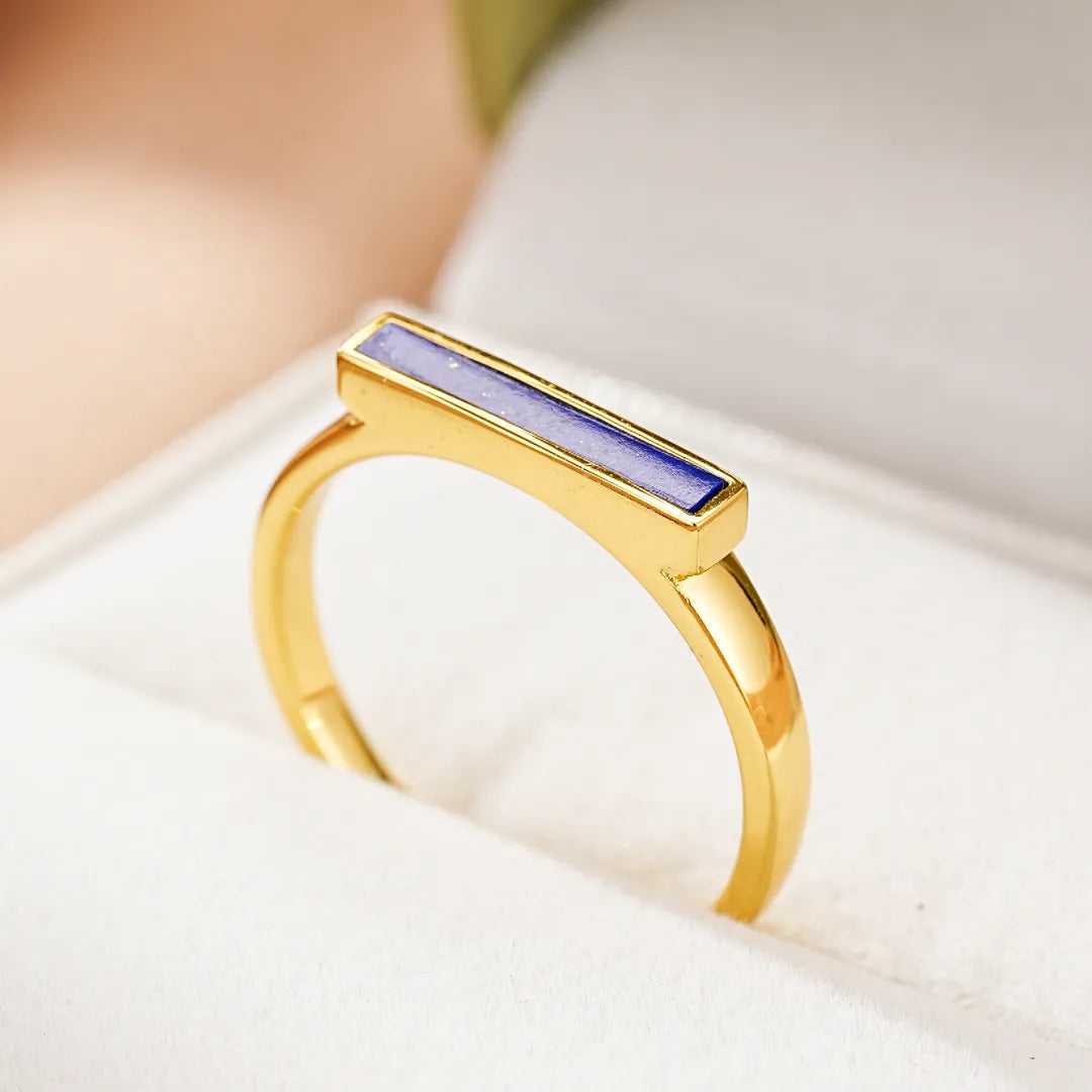 Lapis Lazuli Ring "Blue Line" Gold Plated Silver