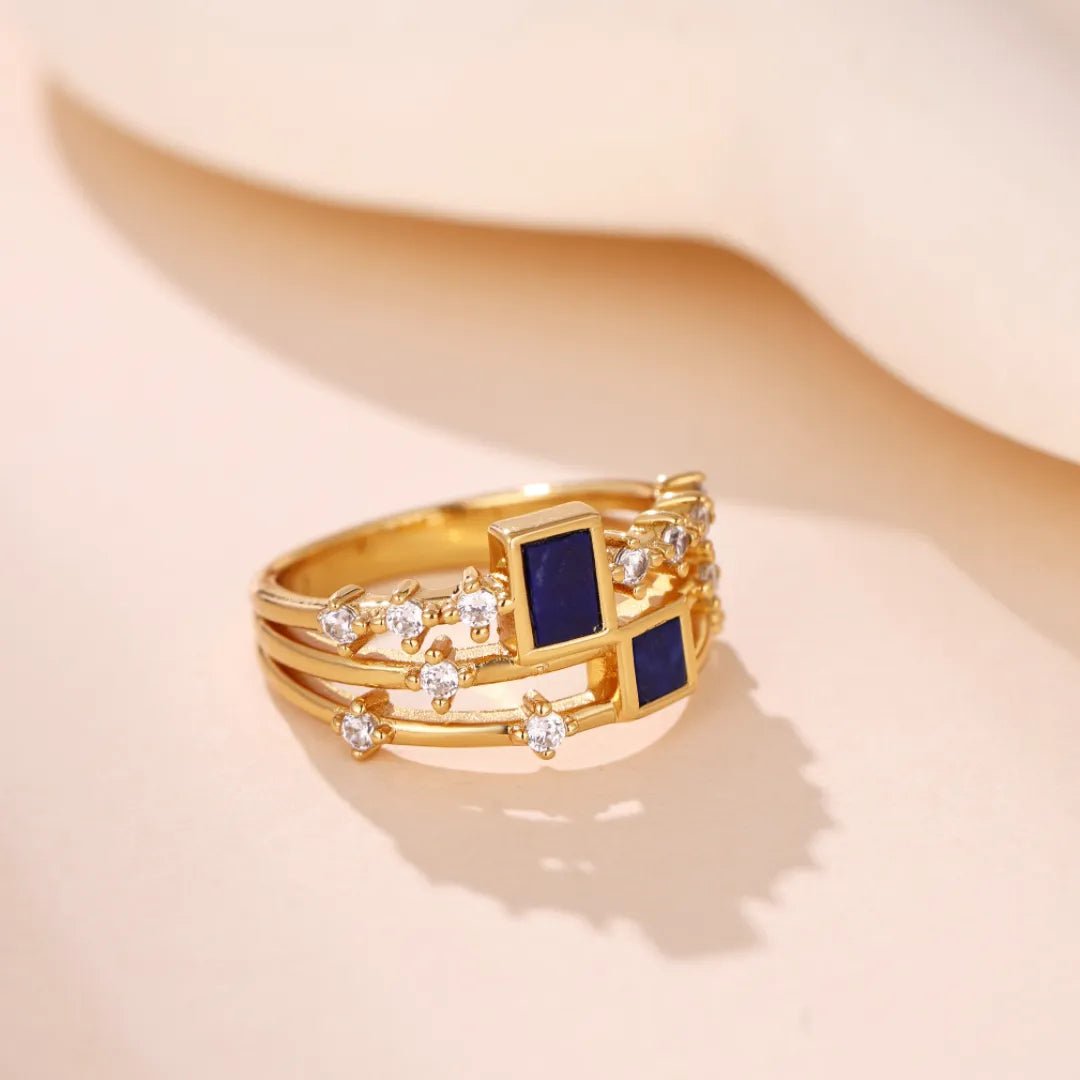 
Ring Lapis Lazuli oder Malachit "Elegante Schönheit" Gold Silber