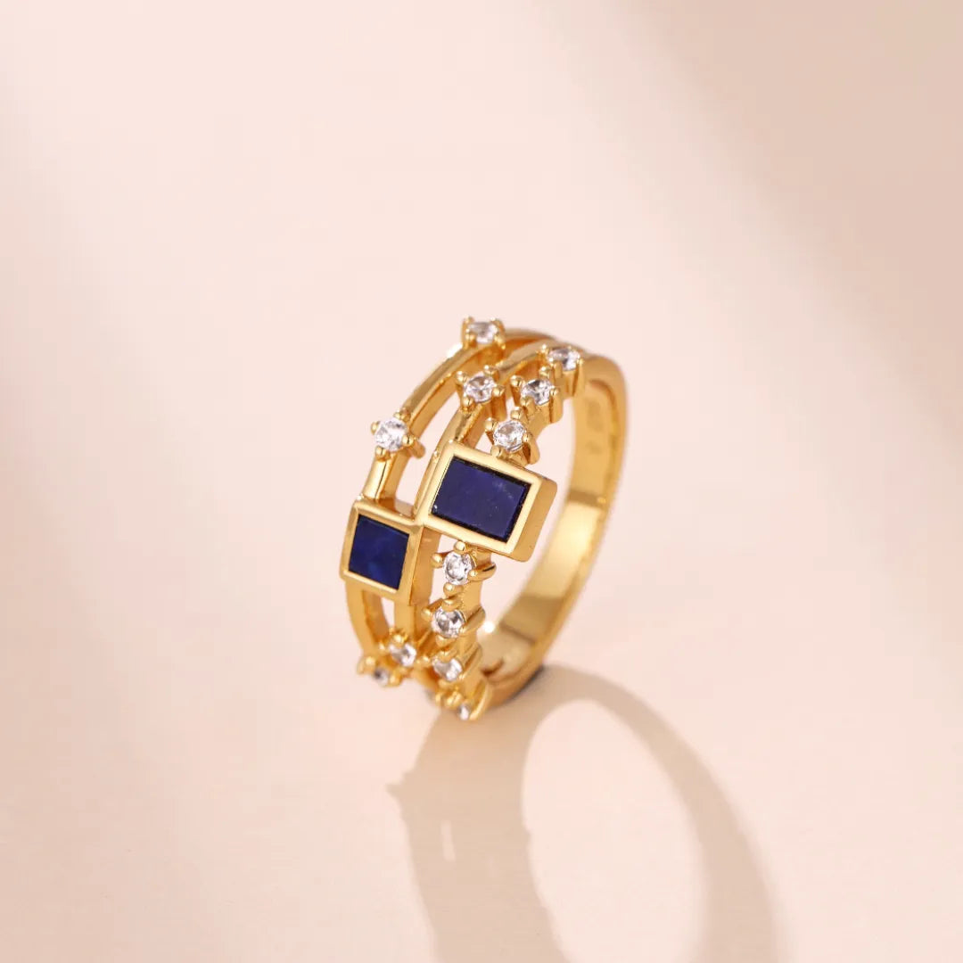 
Ring Lapis Lazuli oder Malachit "Elegante Schönheit" Gold Silber