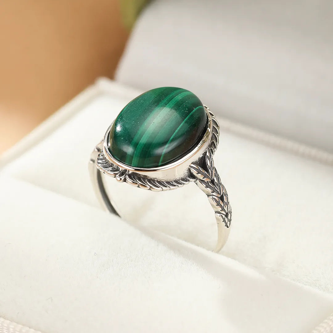 Bague Malachite "Aura Intemporelle" Argent