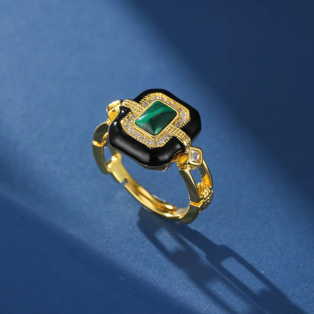 Bague Malachite "Aurore Nocturne" Dorato Oro