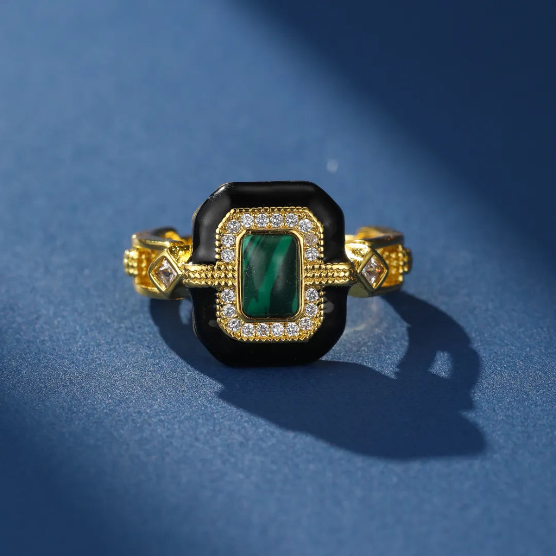 Bague Malachite "Aurore Nocturne" Dorato Oro