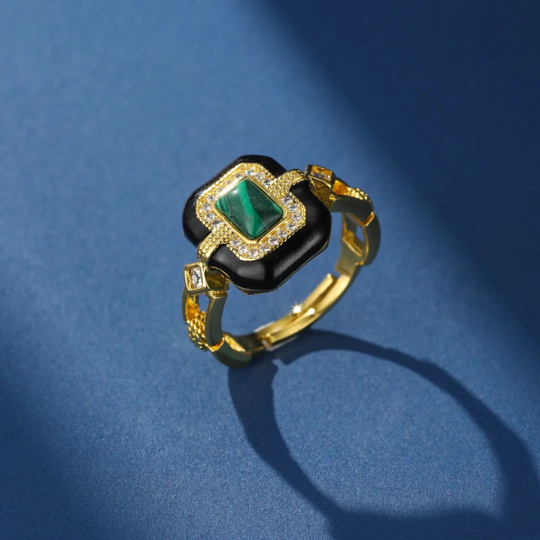 Bague Malachite "Aurore Nocturne" Dorato Oro