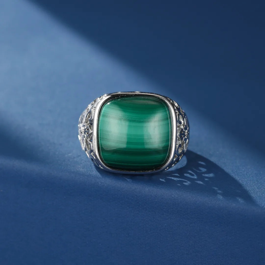 Bague Malachite "Charme Intemporel" Argento