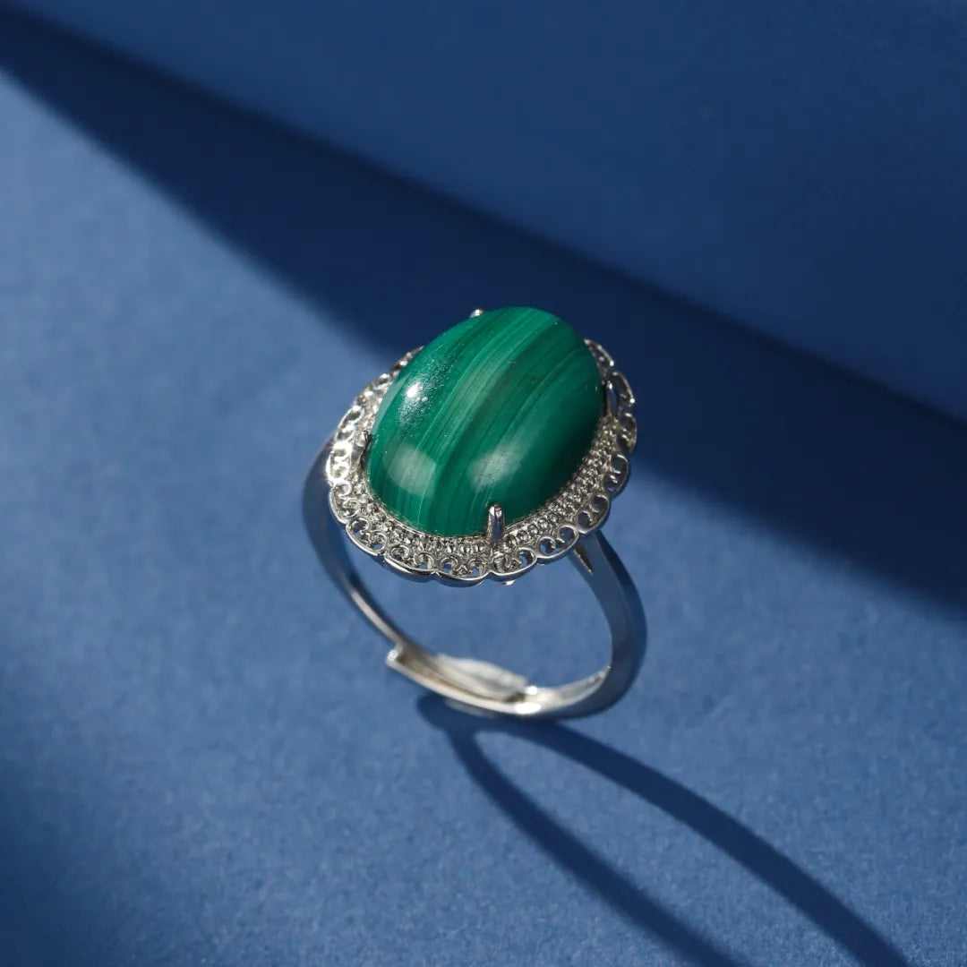 Malachite Ring "Vintage Charm" Silver