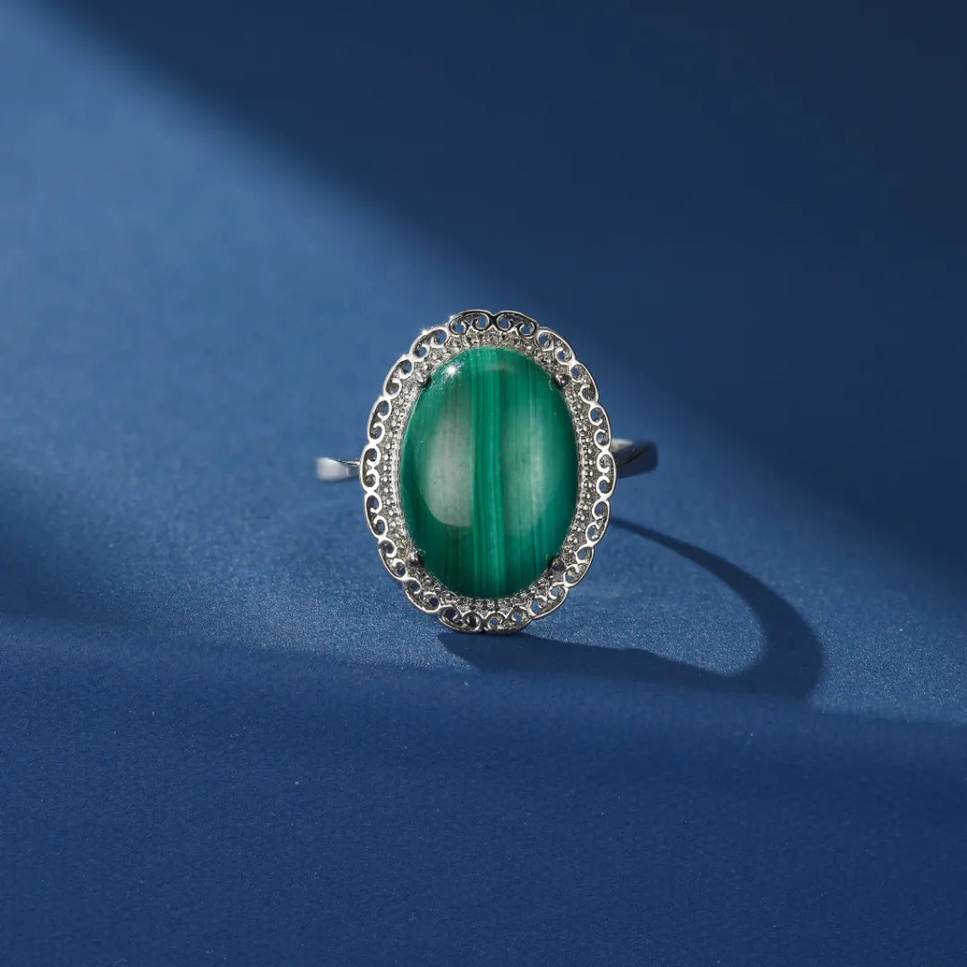 Malachite Ring "Vintage Charm" Silver