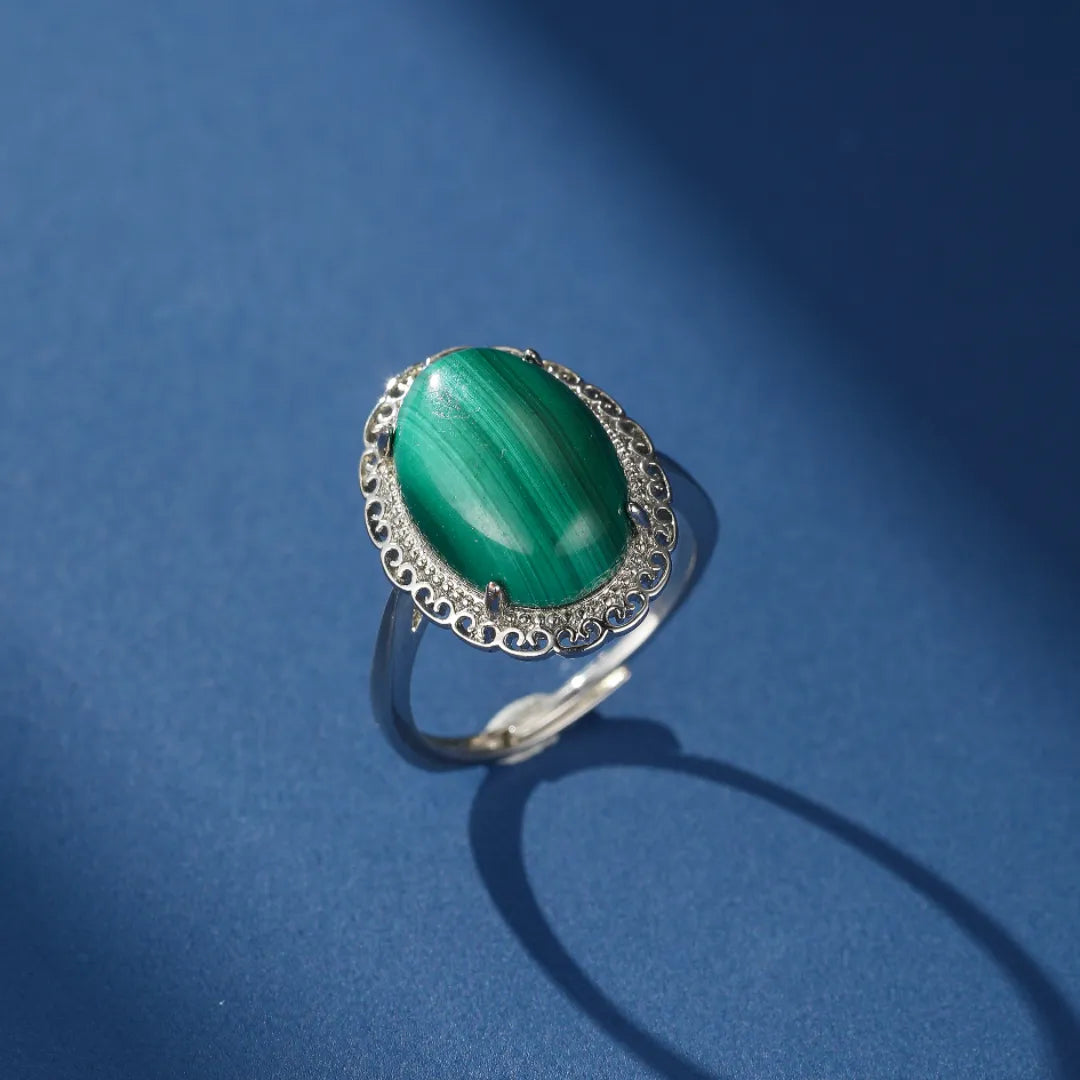 Bague Malachite "Charme Vintage" Argento