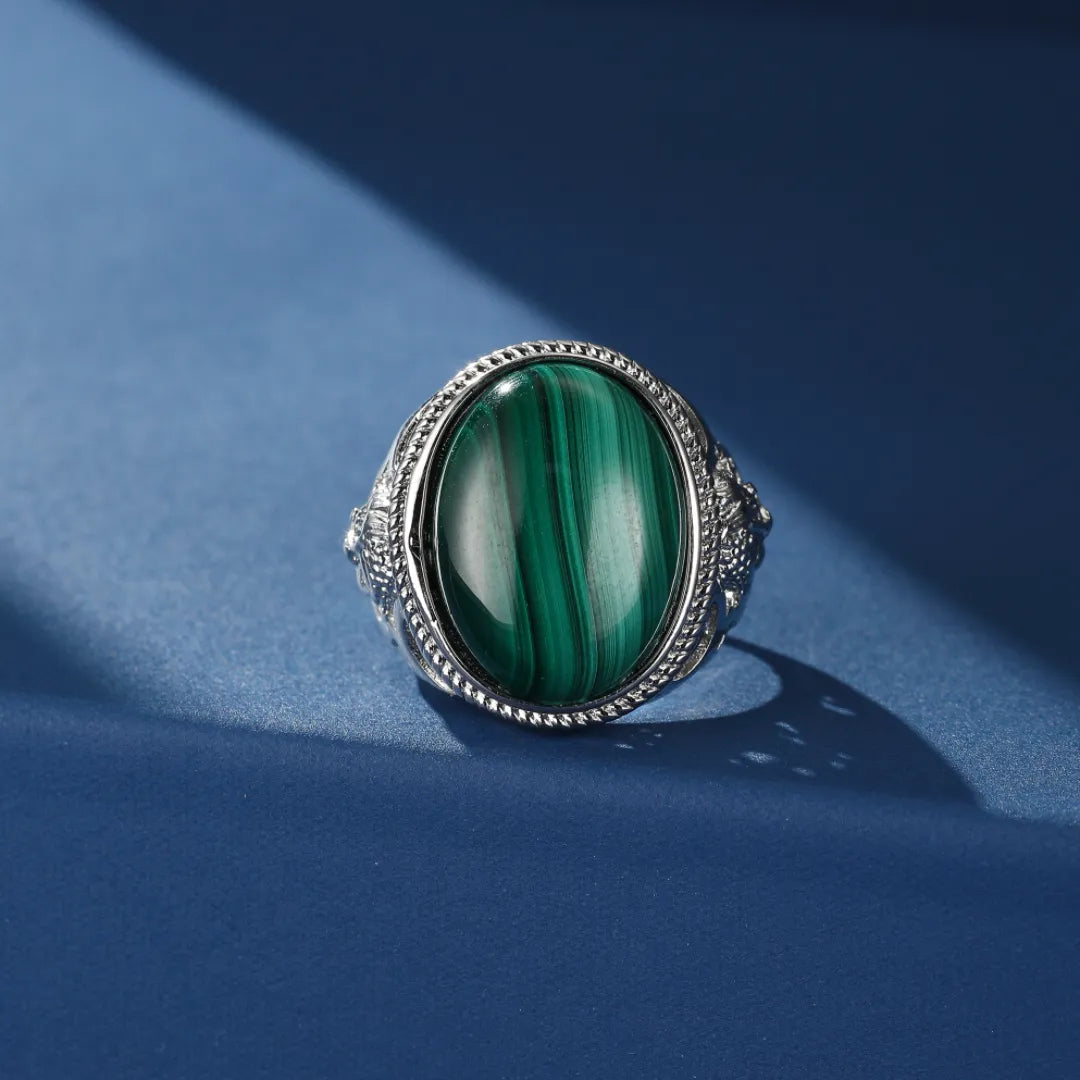 Malachite or Tiger Eye Ring "Spiritual Energy" Silver