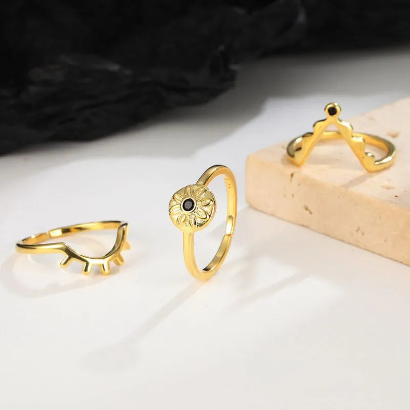 Gold-plated Silver "Sun Eye" Evil Eye Ring