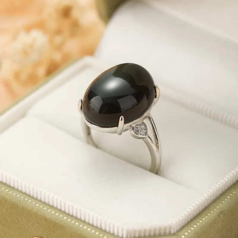 Rainbow Obsidian Ring "Inner Harmony" Silver