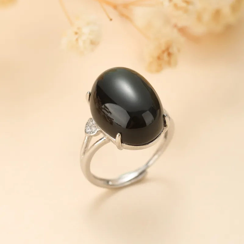 Rainbow Obsidian Ring "Inner Harmony" Silver