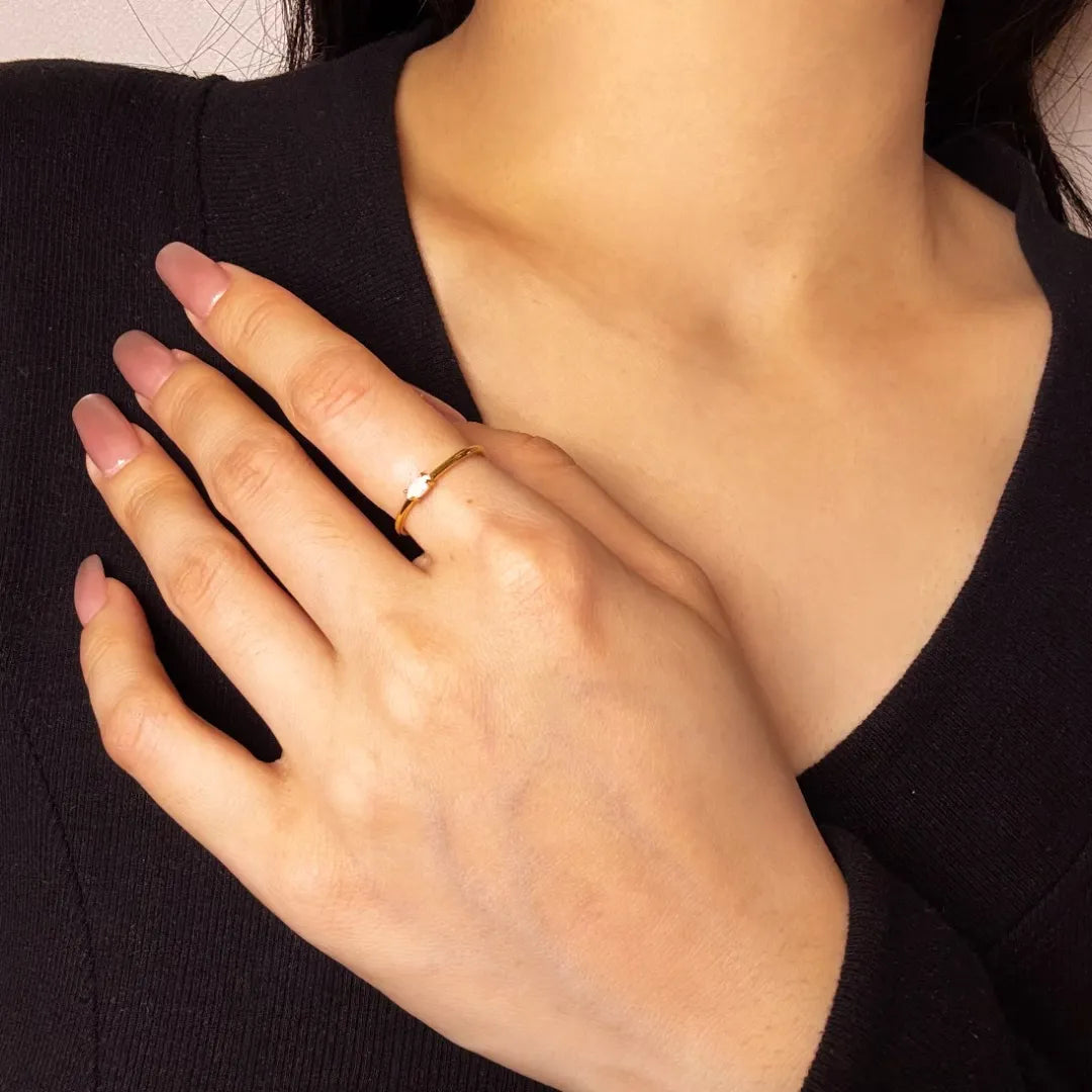 Opal Ring "Tender Radiance" Gold Plated Silver