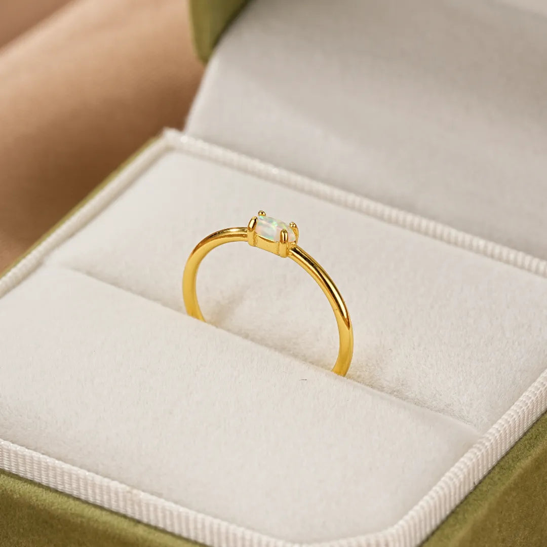 Opal Ring "Tender Radiance" Gold Plated Silver