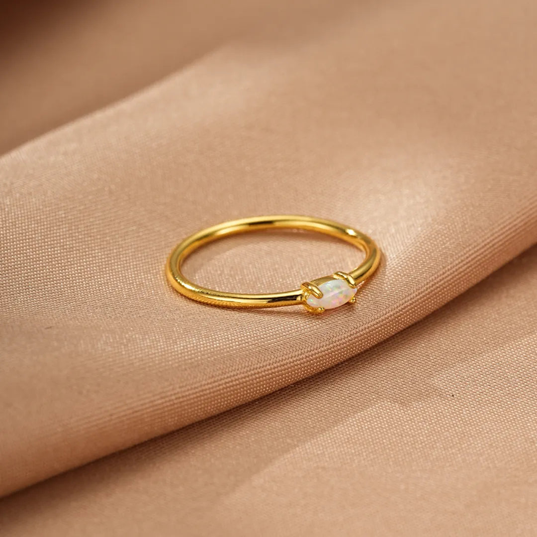 Opal Ring "Tender Radiance" Gold Plated Silver