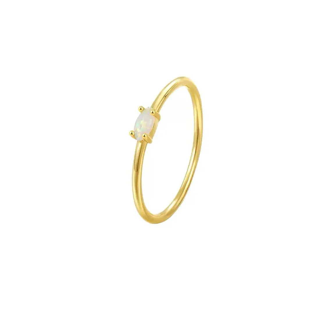 Opal Ring "Tender Radiance" Gold Plated Silver