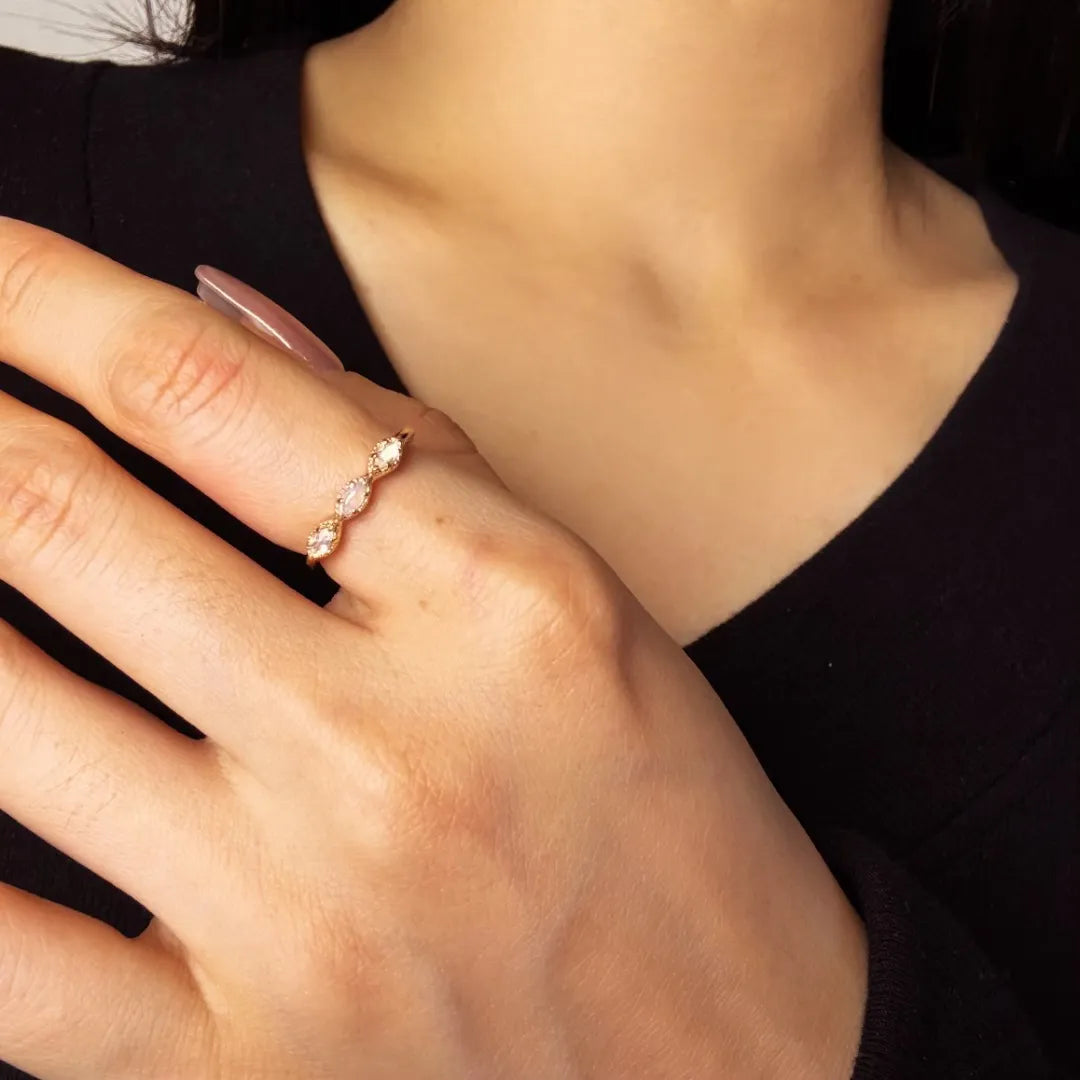 Opal Ring "Luminous Alliance" Gold Plated Silver