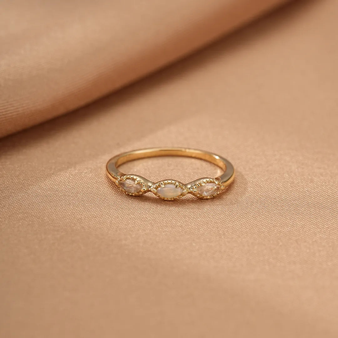 Opal Ring "Luminous Alliance" Gold Plated Silver