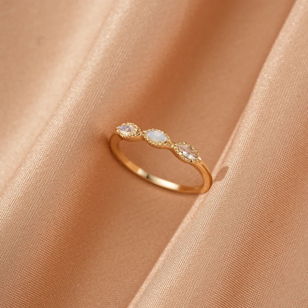 Opal Ring "Luminous Alliance" Gold Plated Silver