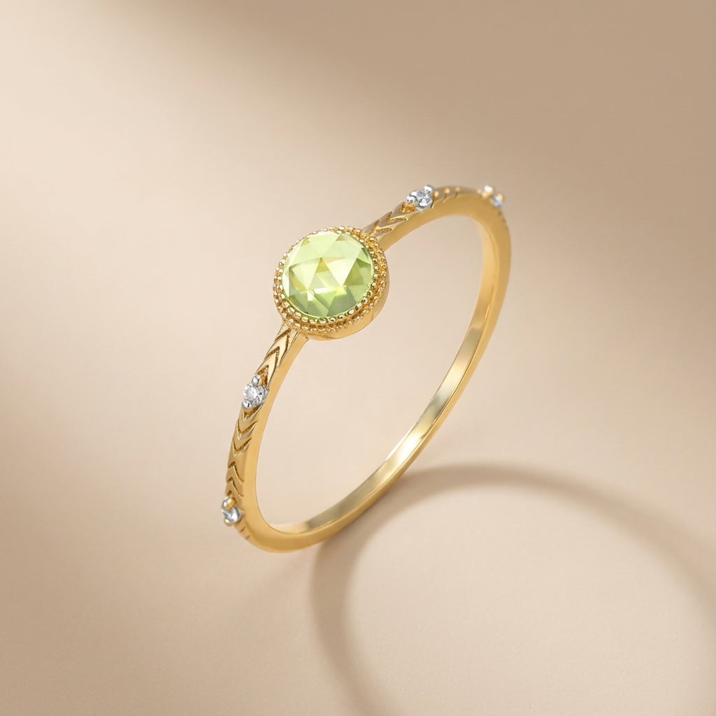 Peridot Ring "Refined Beauty" Gold-Plated Silver