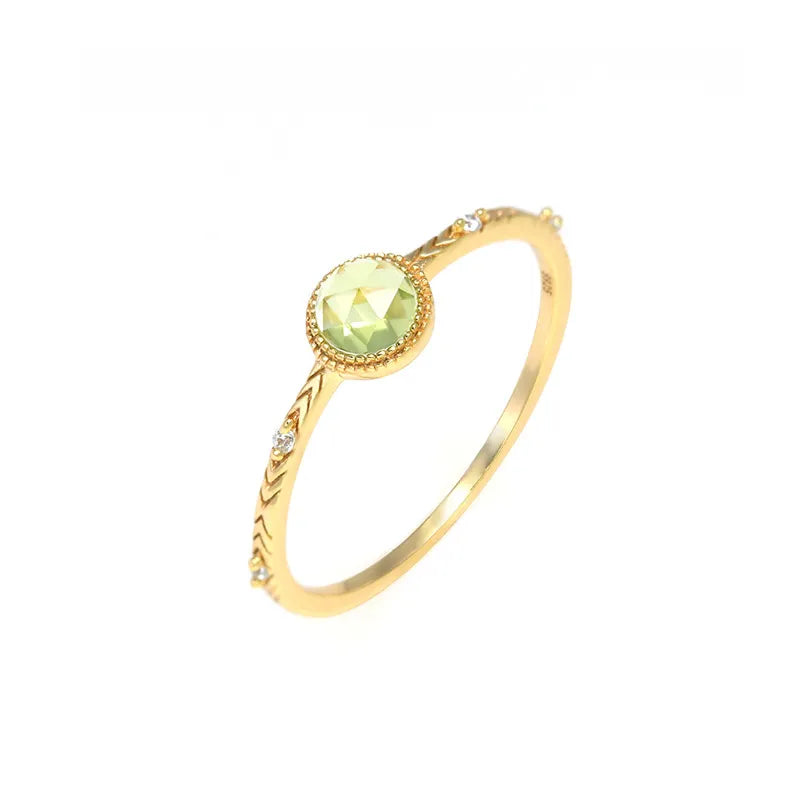 Peridot Ring "Refined Beauty" Gold-Plated Silver