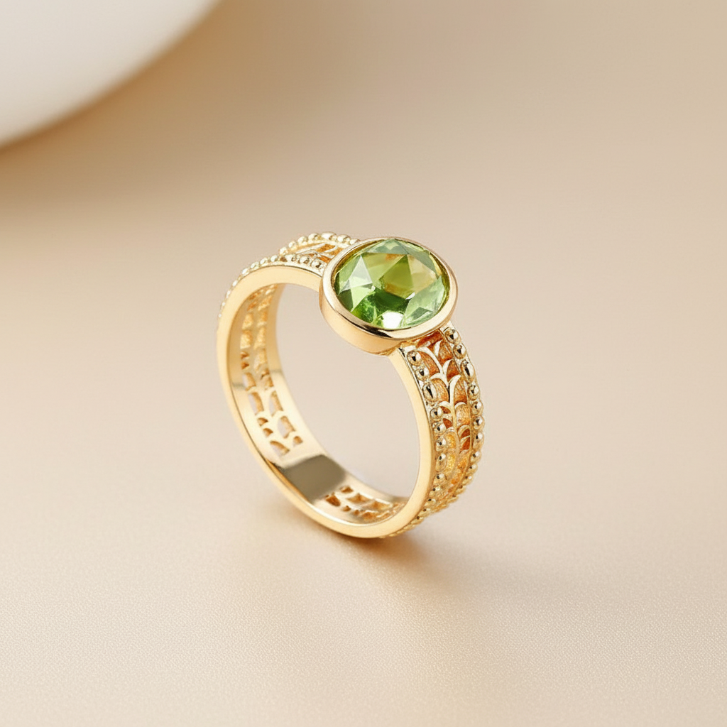 Peridot Ring "Entspannender Charme" Goldplattiert Silber