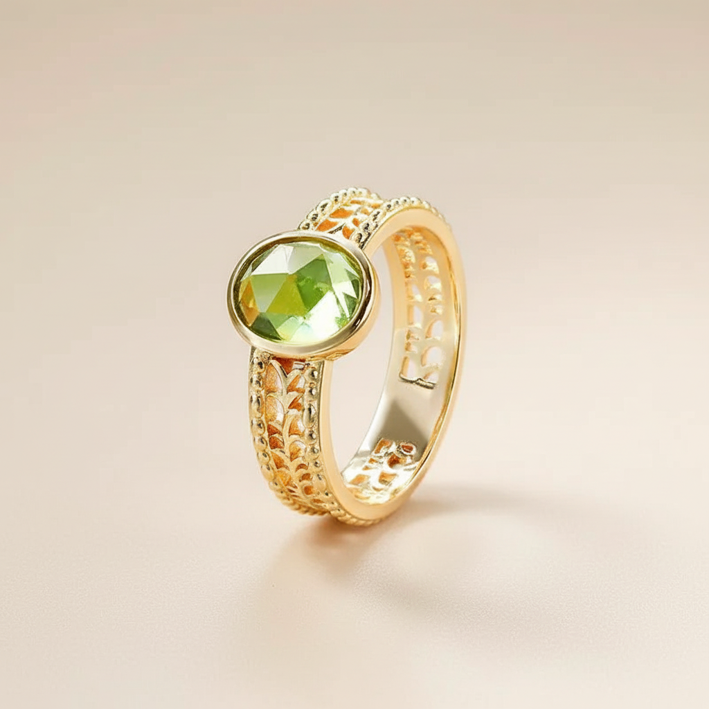 Peridot Ring "Entspannender Charme" Goldplattiert Silber